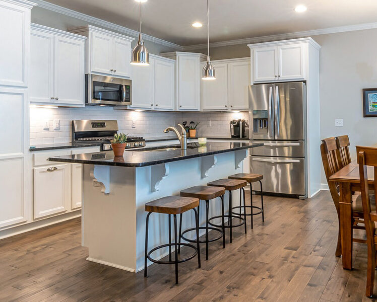 White kitchen with island